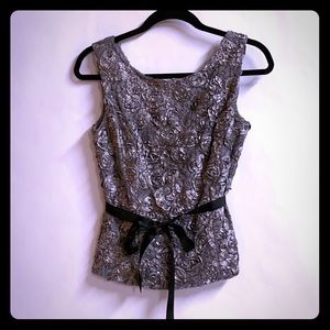 ♥️ Macy’s Silver Embroidered Sleeveless Blouse